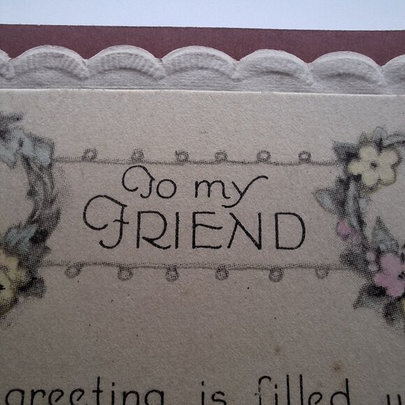 Vintage Valentine Card Scalloped Edges My Friend Harold Boys Antique Retro Love - Picture 4 of 5